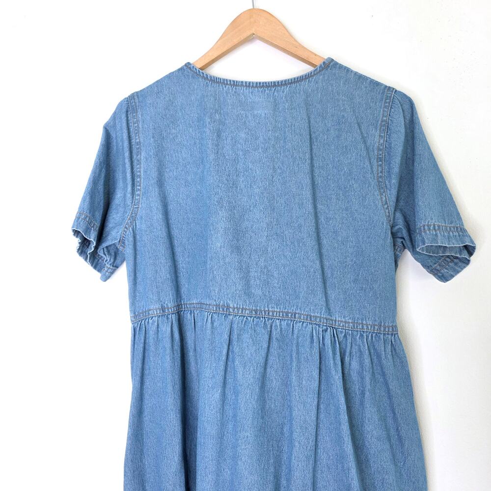 ASOS Maternity Blue Denim Button Down Smock Babydoll Mini Dress 8 MAMA Utility - Picture 9 of 9